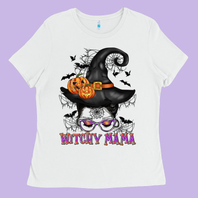 Witchy Mama Messy Bun Ladies Tee Designed By Cowgirlartshop