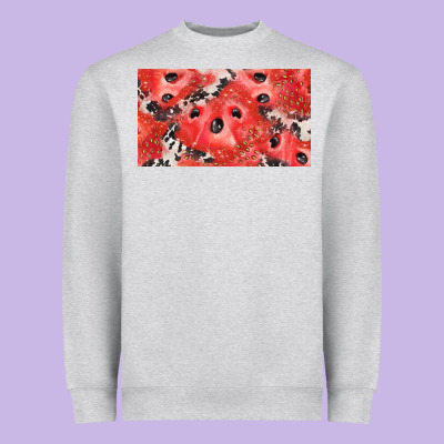 Watermelon Strawberry Cowhide Cup Heavyweight Sweatshirt Designed By Barkaloodesign