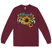 Burgundy Blessed mom Mother's Day Long Sleeve Tee - FaDigitalArtStudio
