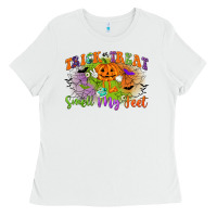White trick or treat smell my feet Ladies Tee - CowGirlArtShop