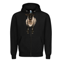 Black suffolk ewe front Zipper Hoodie - BarkalooDesign