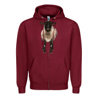 Burgundy suffolk ewe front Zipper Hoodie - BarkalooDesign
