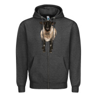 Charcoal Heather suffolk ewe front Zipper Hoodie - BarkalooDesign