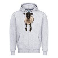 Heather Grey suffolk ewe front Zipper Hoodie - BarkalooDesign