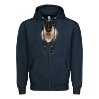 Navy suffolk ewe front Zipper Hoodie - BarkalooDesign