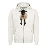 Oatmeal Heather suffolk ewe front Zipper Hoodie - BarkalooDesign