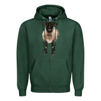 Sports Green suffolk ewe front Zipper Hoodie - BarkalooDesign