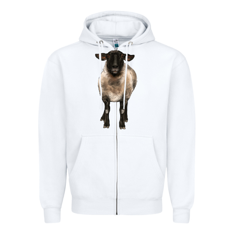 Suffolk Ewe Front Zipper Hoodie by BarkalooDesign | Teevron