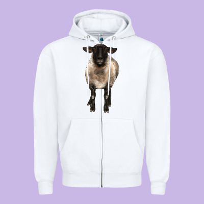 Suffolk Ewe Front Zipper Hoodie Designed By Barkaloodesign