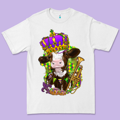 Mardi Gras Cow Premium Tee Designed By Howdyjamesfarm