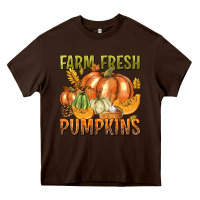 Chocolate Brown Farm Fresh Pumpkins Heavy Core Tee - texasbilliewilder