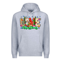 Heather Grey love Christmas Premium Hoodie - CowhideDigitalArt