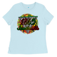 Baby Blue 1865 juneteenth Ladies Tee - CowGirlArtShop