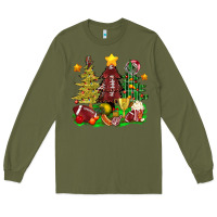 Army Green christmas with american football trees bbs Long Sleeve Tee - BundleAndBundleShop
