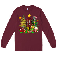 Burgundy christmas with american football trees bbs Long Sleeve Tee - BundleAndBundleShop