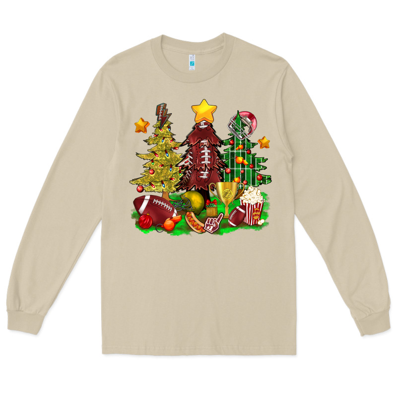 Christmas With American Football Trees Bbs Long Sleeve Tee by BundleAndBundleShop | Teevron