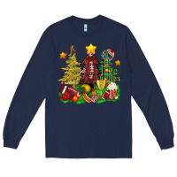 Navy christmas with american football trees bbs Long Sleeve Tee - BundleAndBundleShop