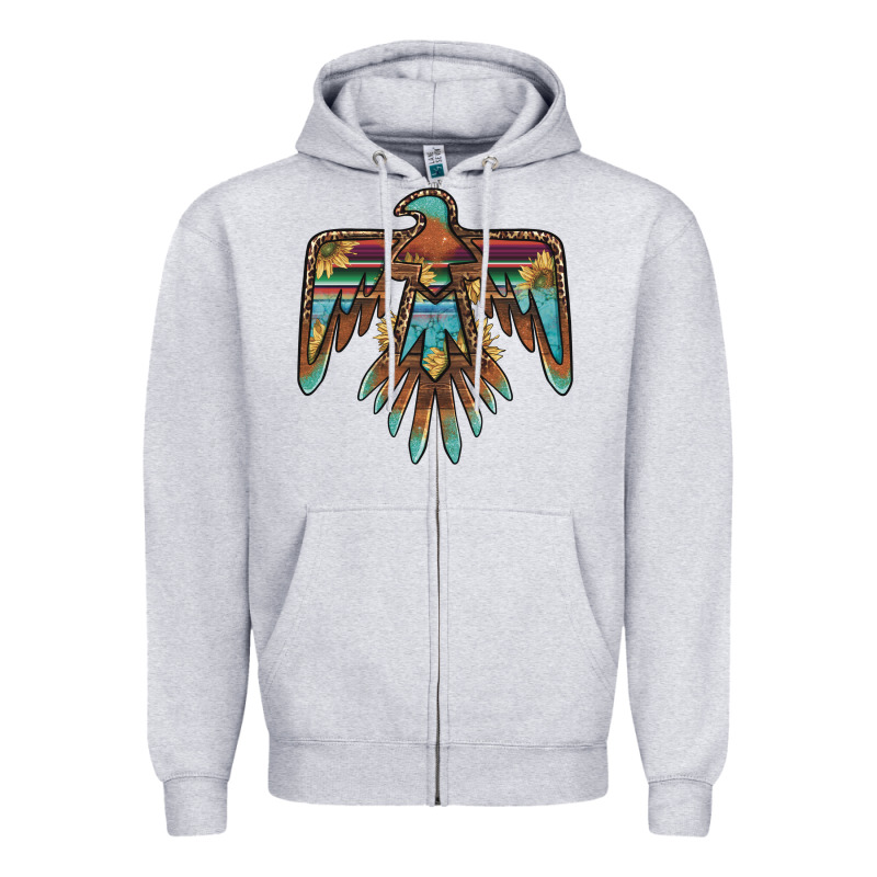 Thunderbird With Sunflowers Zipper Hoodie by BarkalooDesign | Teevron