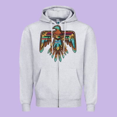 Thunderbird With Sunflowers Zipper Hoodie Designed By Barkaloodesign