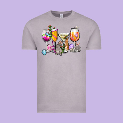 Easter Wine Glasses Vintage Tee Designed By Oliviacreatesart