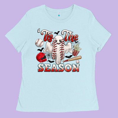 Tis The Season Baseball Halloween Ladies Tee Designed By Cowgirlartshop