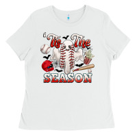 White tis the season baseball halloween Ladies Tee - CowGirlArtShop
