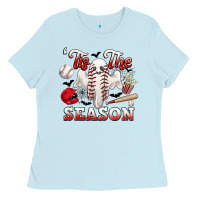 Baby Blue tis the season baseball halloween Ladies Tee - CowGirlArtShop