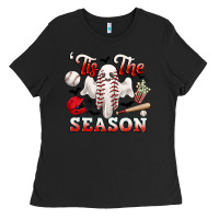 Black tis the season baseball halloween Ladies Tee - CowGirlArtShop