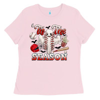 Bubblegum Pink tis the season baseball halloween Ladies Tee - CowGirlArtShop