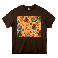 Chocolate Brown Fall Pumpkins Autumn Coffee Heavy Core Tee - texasbilliewilder