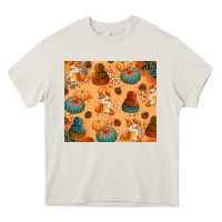 Cream Fall Pumpkins Autumn Coffee Heavy Core Tee - texasbilliewilder