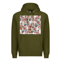 Army Green hot cocoa christmas cheer pattern Premium Hoodie - CowhideDigitalArt