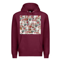 Burgundy hot cocoa christmas cheer pattern Premium Hoodie - CowhideDigitalArt