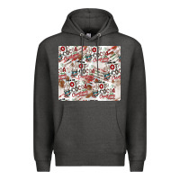 Charcoal Heather hot cocoa christmas cheer pattern Premium Hoodie - CowhideDigitalArt