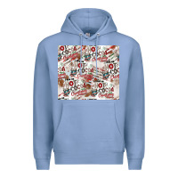 Colony Blue hot cocoa christmas cheer pattern Premium Hoodie - CowhideDigitalArt