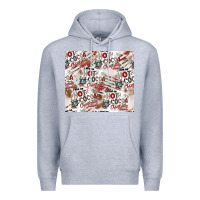 Heather Grey hot cocoa christmas cheer pattern Premium Hoodie - CowhideDigitalArt