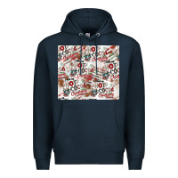 Navy hot cocoa christmas cheer pattern Premium Hoodie - CowhideDigitalArt