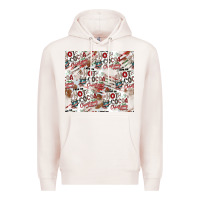 Pale Pink hot cocoa christmas cheer pattern Premium Hoodie - CowhideDigitalArt