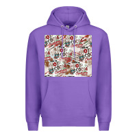 Purple hot cocoa christmas cheer pattern Premium Hoodie - CowhideDigitalArt