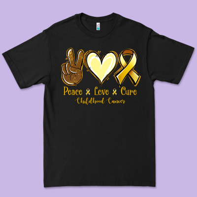 Peace Love Cure Childhood Cancer Premium Tee Designed By Jasminsmagicworld