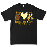 Black Peace Love Cure Childhood Cancer Premium Tee - Jasminsmagicworld