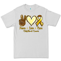 Dove Grey Peace Love Cure Childhood Cancer Premium Tee - Jasminsmagicworld