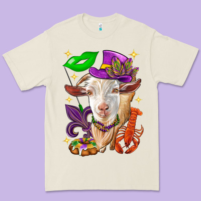 Mardi Gras Goat Premium Tee Designed By Howdyjamesfarm