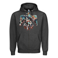 Charcoal Heather American flag thunderbird Zipper Hoodie - BarkalooDesign