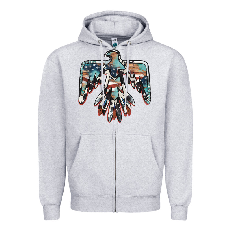 American Flag Thunderbird Zipper Hoodie by BarkalooDesign | Teevron