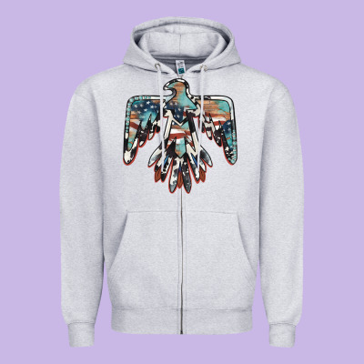 American Flag Thunderbird Zipper Hoodie Designed By Barkaloodesign