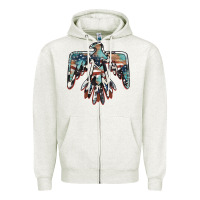 Oatmeal Heather American flag thunderbird Zipper Hoodie - BarkalooDesign