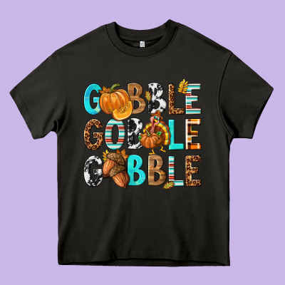 Gobble Gobble Gobble With Turkey Heavy Core Tee Designed By Texasbilliewilder