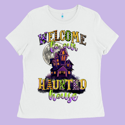 Welcome To Our Haunted House Ladies Tee Designed By Cowgirlartshop