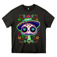 Asphalt Mexican Day of dead sugar skull Heavy Core Tee - NancyCooperArtShop